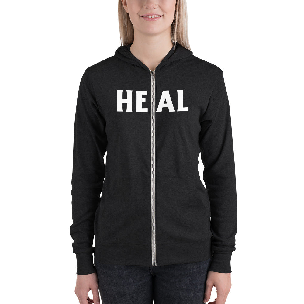 Heal unisex zip hoodie