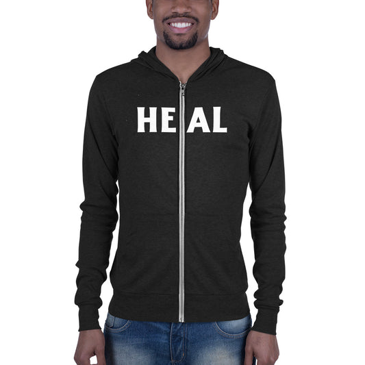 Heal unisex zip hoodie