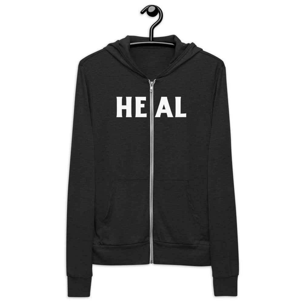 Heal unisex zip hoodie